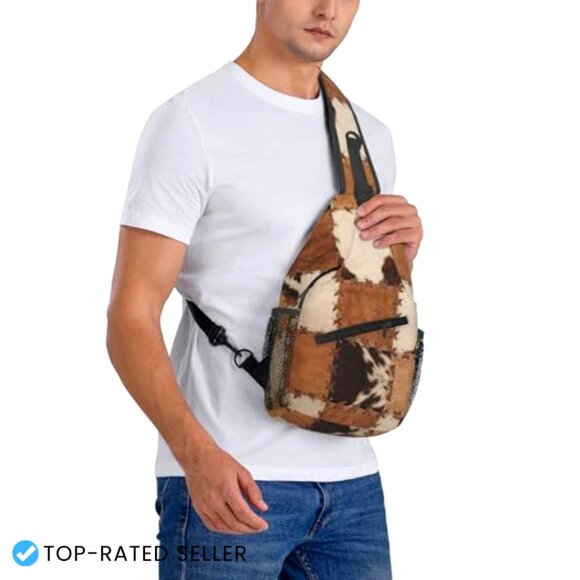 Cow Print Sling Backpack Crossbody Daypack Adjustable Strap Casual Travel Gym